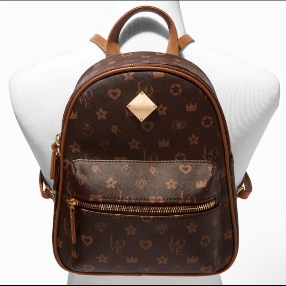 ‼️FINAL PRICE DROP‼️BNWT icon Brown Patterned mini Backpack - Picture 6 of 8